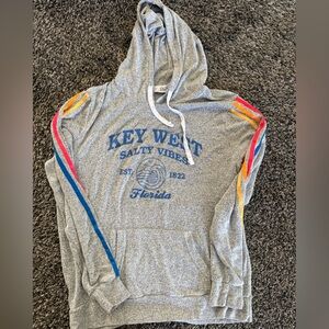 Gray Key West Hoodie with Colorful Stripes